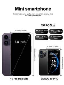 SERVO 19PRO 4G Network Mini Smartphone, Android 12 System, 3GB+32GB/4GB+64GB/6GB+128GB, GPS, OTG, 3.88" Display, Dual SIM Smartphone - Black - View 5