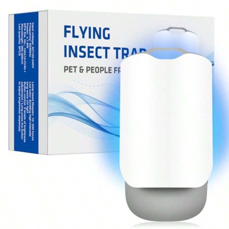 ückluz Lámpara Mata Insectos y Trampa Eléctrica con Cartucho Adhesivo Atrapa Mosquitos Pequeños y Moscas con Luz Azul Segura para Mascotas y Sin Olor - Blanco - Ver 1