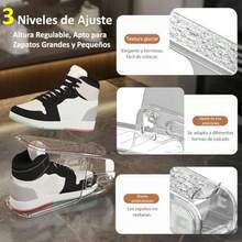 CYPNOrganizador de Zapatos Apilable6 Piezas ranuras ajustables para zapatos apilador de zapatos de doble capa Con textura antideslizante organizador para ahorro de espacio para estantes del ArmarioFashion - Transparente - Ver 4