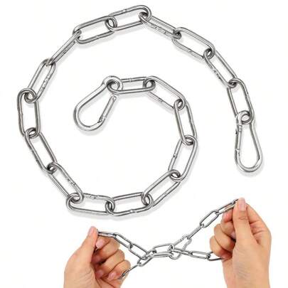 1 PIEZA Cadena de puerta de acero inoxidable, candado de cadena metálica, cadena de puerta de eslabones metálicos, cadena de eslabones con mosquetones, cadena de acero inoxidable para cercas, jaulas de mascotas, cercas de perros, caballos, cabras, vacas y otros suministros de corral
