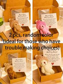 1 Set Mini Plush Teddy Bear Hug Gift Bag With Encouragement Card, Cute Brown And Pink Teddy Bears In Box, Perfect Thoughtful Birthday And Holiday Gift For Loved Ones, Romantic Gift For Partner - Beige - View 11