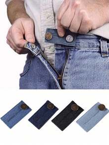 10pcs Adjustable Denim Jeans Button Extender Elastic Waist Belt, Minimalist Style, Suitable For Women Jeans And Skirts - Multicolor - View 5