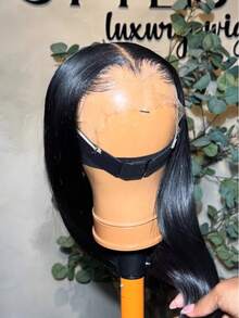 34 Inch Lace Front Wig Human Hair 100% Brazilian Virgin Human Hair Wig Straight Lace Front Wigs Human Hair 250% Density Colored Human Hair Wig 13x4 HD Lace Frontal Wig For Women Natural Black Colored Pre Plucked With Baby Hair Natural Hairline - Natural Black - 查看 3
