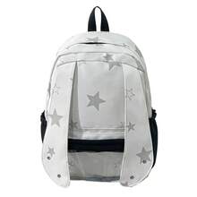 Star Print Backpack With Transparent Pocket, Student Backpack, Casual Large Capacity Bookbag - Multicolor - View 11