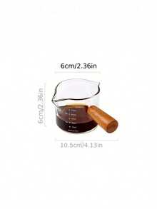 1pc Glass Coffee Measuring Cup With Markings, Kawada Italian Espresso Extraction Cup With Wooden Handle, Double Spout, Back To School Season