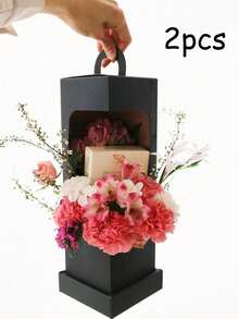 1/2 piezas Caja de embalaje para ramo de flores del Día de San Valentín, caja de regalo floral, caja para arreglos florales, bolsa de regalo de manualidades, suministros de embalaje para floristería, decoración para fiesta de boda del Día de San Valentín - Multicolor - Ver 14