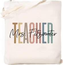 NAZENTI Custom Teacher Tote Bag, Personalized Teacher Appreciation Gifts Canvas Tote Bag, Teachers Women - 設計方案 3 - 查看 2