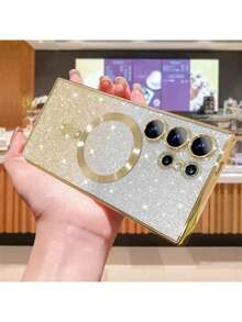 Ốp lưng từ tính lấp lánh sang trọng cho Galaxy S24 S23 S22 S25 Ultra Plus S25 FE, hỗ trợ sạc không dây, tương thích với các dòng A05 A15 A35 A25 A14 A17 A24 A34 A54 A26 A36 A16 A06 A25 5G, chất liệu TPU cao cấp, thích hợp làm quà tặng cho cả nam và nữ. - Vàng - Xem 8