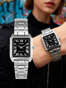 Casio Standard Series Apparel Collection, Business Model, Minimalist Elegant, Roman Numeral Dial, Quartz Movement, Stainless Steel Strap, Japanese/Korean Style Women's Watch, New Year, Christmas Gift - Black - View 4