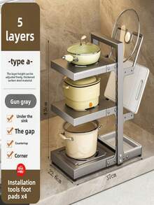 2026新款多功能收纳架，厨房多层锅架，台面橱柜水槽下锅盖收纳架 - 彩色 - 查看 7