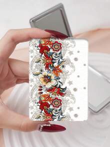 1 pieza Espejo de mano plegable de estilo campestre, espejo de vanidad portátil y ligero, de cuero de PU duradero, adecuado para todas las ocasiones y personas, espejo de bolsillo plegable cuadrado - Multicolor - Ver 7