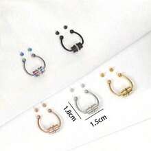 1Pc Women Men Piering Nose Ring Earrings Fashion Punk Non Piercing Nose Clip Stainless Steel Perforation Septum Body Jewelry - Nhiều màu - Xem 4