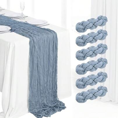 6 Pack 10Ft Boho Gauze Long Rustic Sheer Table Runner For Wedding, Baby Shower, Birthday Party, Cake Table, Arbor Decorations (Terracotta)