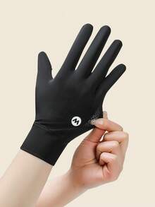1 Pair UV Protection Fingerless Gloves, Summer Lightweight Anti-Slip Touchscreen Suitable For Driving, Cycling - Black - View 4