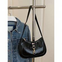 Novachic 1pc Retro Minimalist Hook Decor Adjustable Shoulder Strap Crescent Shape Bag Suitable For Date Outing Party Small Bags - Negro - Ver 11