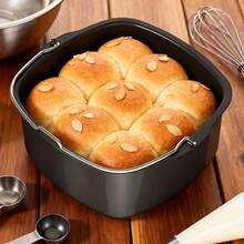 1pc Non-Stick Stainless Steel Air Fryer Baking Tray Basket - Suitable For Various Foods Like Pizza And Cakes, Dishwasher , Easy For Holiday Cooking Like Thanksgiving And Christmas - Black - View 5