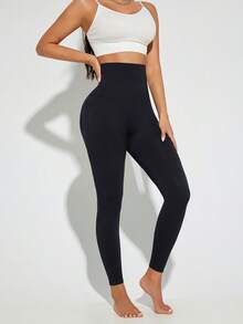 Women's Seamless High Waist Shaping Tights - Black - View 7