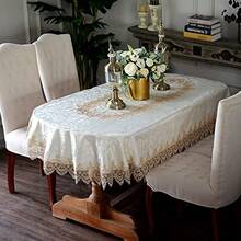 Lace Table Cloths Oval Fall Antique Flower Decor Rame Tablecloth For Outdoor Farmhouse Rustic Kitchen Party Birthday Picnic Light Brown 60 X 84 Inch Oval - lightbrown - View 2
