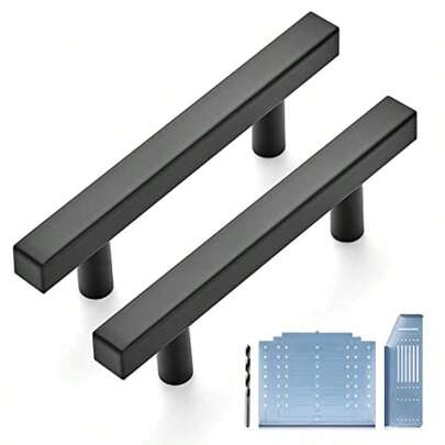 Ravinte 30 Pack Black Cabinet Pulls 3inch Matte Black Cabinet Handles Kitchen Pulls For Cabinets With Drill Mounting Template 5in Overall Length