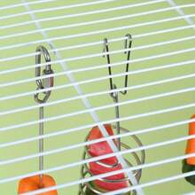 2件套鹦鹉悬挂式喂食器套装，不锈钢蔬菜篮悬挂式喂食器用品食物托盘配件 - 彩色 - 查看 6