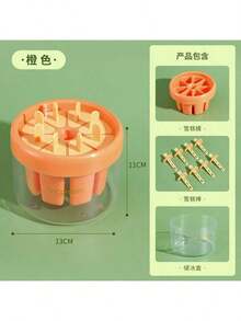 1pc Kitchen & Dining Homemade Ice Pop Mold, Round Ice Lolly Maker With Cover & Compartments, Easy Release, Suitable For Adding Fruit/Juice, DIY Summer Frozen Treats - Orange - View 6