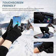1pair Heat Resistant Gloves - Waterproof, Touch Screen Compatible, Men's Thermal Protection - Suitable For Winter Sports, Cycling, Skiing And Outdoor Activities