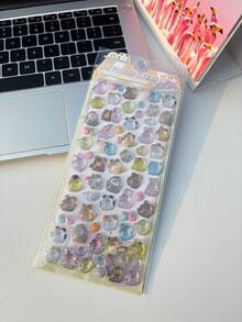 3D立体恐怖家庭浮雕水晶贴纸，可爱卡通儿童学生奖励贴纸，手机装饰贴纸，新款卡通可爱女孩奖励贴纸，贴纸书贴纸 - 彩色 - 查看 7
