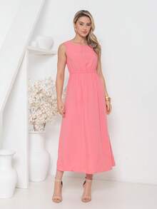 Cotton Dress, Comfortable And Simple. - Màu Hồng  San hô - Xem 1