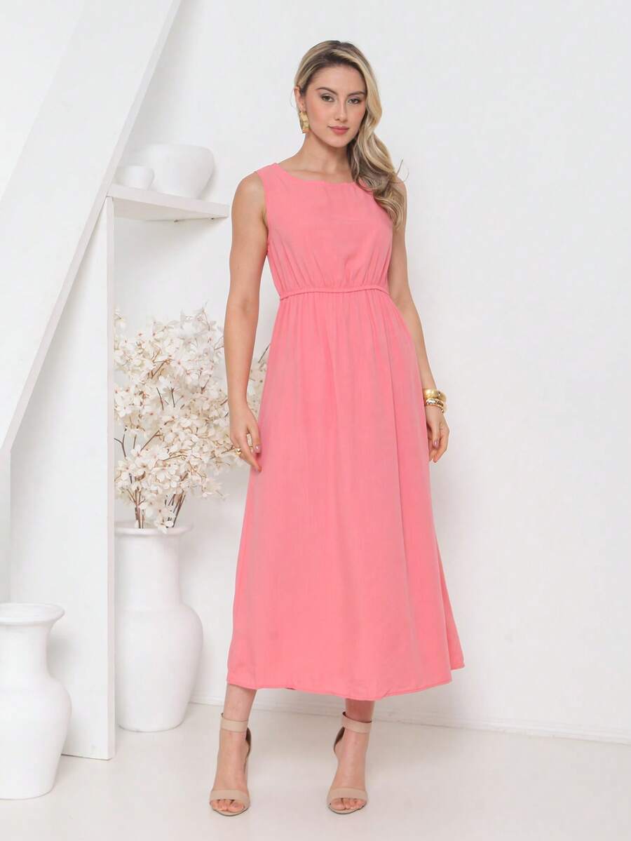 Cotton Dress, Comfortable And Simple. - Màu Hồng  San hô - Xem 1