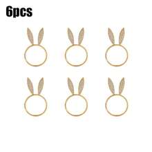 6/12pcs Minimalist Elegant Rabbit Ear Easter Napkin Rings, Cute Easter Table Decor, Hotel Easter Table Setting Decoration, Available In Gold And Silver - Multicolor - View 9