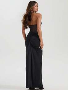 Women's 2026 New Arrival Sexy Dress - Tie - Up Detail, Backless, Ruched & Bodycon Style - màu đen - Xem 4