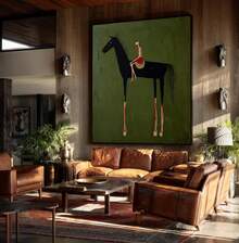 1 Pc 2D Print Canvas Painting,Horse Art Neutral Home Decorpainting Large Green Minimalist Canvas Brown Abstract Horse Rider Figure Painting Vintage Equestrian Wall Art , Wooden Framed Art,High Quality ,Thickness 2. 25cm/1inch Wall Art Prints Poster Direct Hanging Decor For Home Gifts,Living Room, Bathroom, Bedroom, Kitchen,Bar,Office - Nhiều màu - Xem 3
