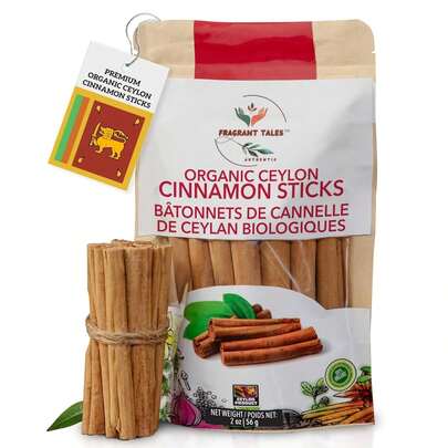 Premium Organic Ceylon Cinnamon Sticks - 1 Oz (28g), 4" Cut 5 To 7 Sticks, True Ceylon, USDA Certified, Non-GMO, Gluten-Free, Pure Sri Lankan Cinnamon For Cooking & Baking