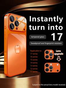 1个新款时尚橙色渐变苹果设计奢华大视野钢化玻璃镜头保护手机壳，兼容 17/17Pro/17ProMax/17Air/16/16Pro/16ProMax/16Plus/15/15Plus/15Pro/15ProMax/14/14Plus/14Pro/14ProMax/13/13Pro/13ProMax/12/12Pro/12ProMax/11/11ProMax，磨砂防摔，金属漆全覆盖高端保护壳 - 彩色 - 查看 4