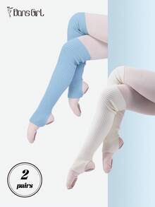 DonsGirl 2双Y2K罗纹针织腿套 - 可爱秋季舞蹈袜，适合芭蕾/瑜伽/健身 - 彩色 - 查看 20