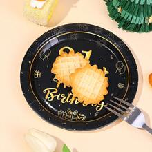 10pcs/20pcs/40pcs/50pcs 21st Birthday Decorations Unisex, 21st Happy Birthday Black Gold 7" And 9" Paper Plates Tableware Suitable For 21st Birthday Party For Women And Men, 21st Birthday Dessert Plate 21 Years Retro Style 21st Birthday Decor - Multicolor - View 7