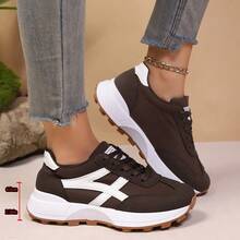 Nouvelles baskets décontractées pour femmes, chaussures polyvalentes à semelle épaisse grande taille, chaussures de sport de style universitaire pour l'extérieur, chaussures Gump - Marron - Voir 6