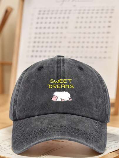 1顶男女通用户外“甜蜜梦乡”印花棒球帽 - 可调节设计，非常适合徒步旅行、登山、旅行和户外运动