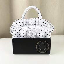 Korean Style Bow Detail Polka Dot Small Bag - Best Valentine Gift,Cute Black & White Handbag For Phone & Essentials - Coffee Brown - View 9