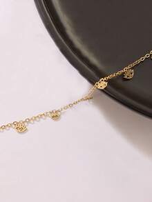 1pc Women's Necklace, Layered Beach Style Stainless Steel Mini Devil's Eye Tassel Pendant Necklace, Fashion Eye Jewelry Gift - Yellow Gold - View 4