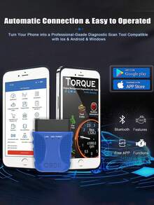 OBD2扫描工具代码读取器V301汽车诊断扫描仪，无线汽车代码读取器，兼容iOS和Android蓝牙4.0 - A - 查看 3