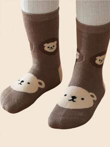 5双装可爱动物卡通中筒袜 - 柔软防滑，适合3-12岁男孩女孩，适合学校、家庭和玩耍 - 彩色 - 查看 6