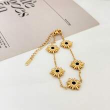 1 pieza Pulsera minimalista elegante y de moda personalizada de acero inoxidable, no se desvanece, adecuada para el uso diario de las mujeres - Pulsera con forma de girasol - Ver 7