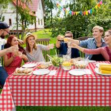 1pc Disposable Plastic Tablecloth, Waterproof Plaid Tablecloth In Red/Pink/Green/Blue, Suitable For Outdoor Picnics, Kitchen And Holiday Parties. Disposable Plastic Tablecloth, Can Be Used For Picnics Or Holiday Party Home Decor. Red Black White Checkered Christmas Plaid Tablecloth, Waterproof And Oil-Proof Tablecloth For Thanksgiving, Suitable For Picnics Or Holiday Party Home Decor.