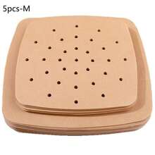 50 miếng giấy lót nồi chiên không dầu hình vuông dùng một lần, giấy nướng có lỗ thoáng khí, thích hợp cho nồi chiên không dầu và nồi hấp tre, phụ kiện nhà bếp. - Nhiều màu - Xem 9