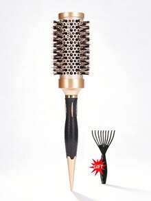 1 Set Gold Ceramic Round Hair Brush, High Heat Resistant Styling Brush, Suitable For Voluminous, Curly And Straight Hair, Women's Travel Essential, Portable, Professional Hairstyling And Hair Care Tool, Gentle Hair Care - Multicolor - View 15
