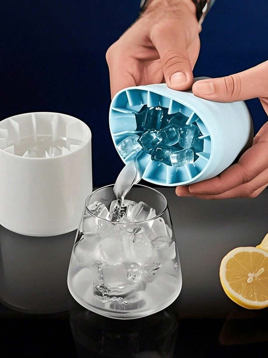 1 Stück Silikon tragbarer Eiswürfelbehälter, 3D Zylinder Eiswürfelbereiter, einfache Entnahme Silikon Eiswürfelform mit Mehrfachkavitäten und einfacher Behälterstruktur, geeignet für Zuhause, Bar, Club und Outdoor Getränkezubereitung im Sommer, passend für Cocktails und Obst, Küchenutensilie, Küchenhelfer
