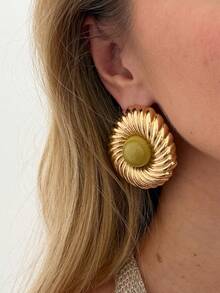 2pcs/Set Bohemian Geometric Circle Textured Fashion Earrings, Luxurious Elegant For Party, Casual, Vacation, Couple Date, Women's Holiday Birthday, Versatile Jewelry Gift - Earring - View 3