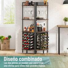 Estante de Vino de Esquina, Estantería esquinera para vinos 4 Niveles, con Soporte para Vidrio y estantes de Almacenamiento, Estante de Esquina Industrial para Sala de Estar, Comedor, Cocina - por defecto - Ver 6