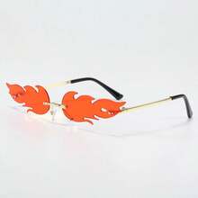 Halloween Decorative Glasses, Burning Flame Shaped Glasses, Suitable For Music Festivals, Carnivals, Parties, Unisex Gradient Green, Blue, Red Frames, Valentine's Day, Halloween, Y2K - Multicolor - View 2